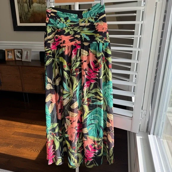 PATBO Pleated Floral-print Chiffon Maxi Skirt In Black Multi Floral - Picture 6 of 7